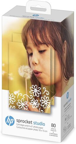 HP Sprocket Studio 4x6 Photo Paper & Cartridges (80 Sheets - 2 Cartridges) Starter Bundle in Saudi Arabia