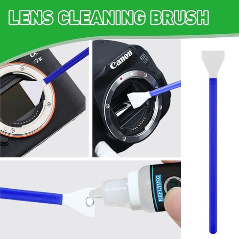 مجموعة تنظيف الكاميرا من ريفلاينج، تتضمن منظف عدسة الكاميرا 20 مل/منظف المستشعر 10 مل/قلم تنظيف العدسات / 16 ملم / ممسحة تنظيف / حقيبة / ورقة مناديل تنظيف / فرشاة / ماسحات in Kuwait