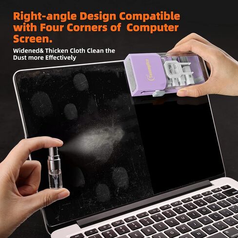 All-in-1 Keyboard Cleaner Laptop Cleaning Kit,Computer Screen-Safe Tools | MacBook iPad iPhone,Electronics Brush Tool for PC Camera Lens Earbuds,Deep Cleaning Spray Cloth, High-Density Soft Brush in Kuwait