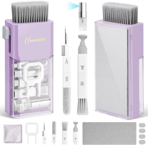 All-in-1 Keyboard Cleaner Laptop Cleaning Kit,Computer Screen-Safe Tools | MacBook iPad iPhone,Electronics Brush Tool for PC Camera Lens Earbuds,Deep Cleaning Spray Cloth, High-Density Soft Brush in Kuwait
