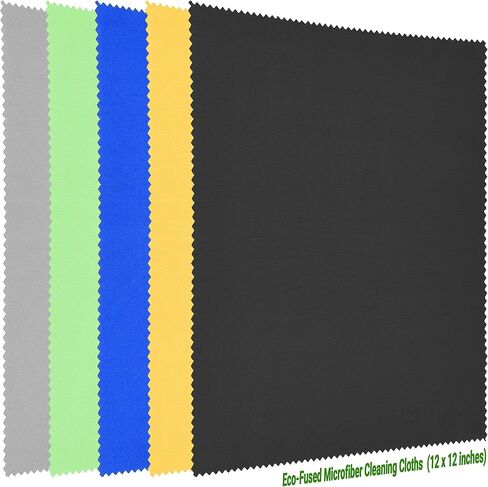 Eco-Fused Microfiber Cleaning Cloth - 12x12 Inch Microfiber Cloth - Pack of 5 Large Cleaning Cloths - Microfiber Cleaning Cloth for Electronics and Monitors in Saudi Arabia