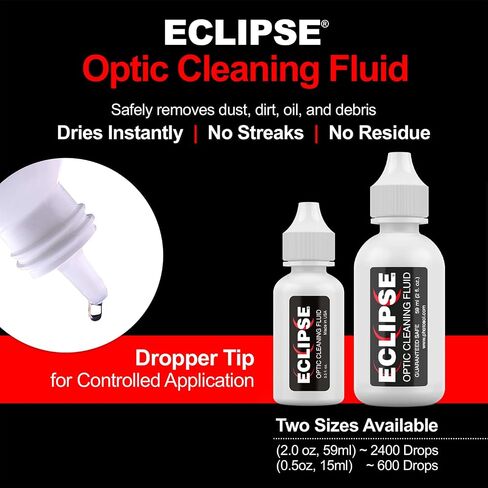 Eclipse Optic Cleaner for Sensors and Lenses - Digital Sensor Cleaner Solution - Camera Cleaning Fluid for Lenses, Sensors, Cameras, Binoculars, and Other Optical Products - Dropper Tip (15ml) - 0.5oz in Saudi Arabia