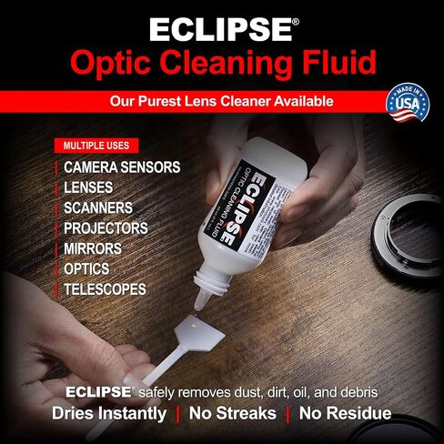 Eclipse Optic Cleaner for Sensors and Lenses - Digital Sensor Cleaner Solution - Camera Cleaning Fluid for Lenses, Sensors, Cameras, Binoculars, and Other Optical Products - Dropper Tip (15ml) - 0.5oz in Saudi Arabia