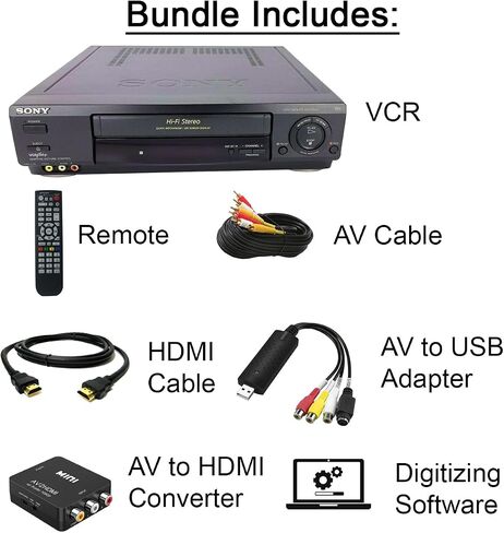 VCR VHS Transfer Bundle for Digitizing VHS Tapes and Converting to DVD w/USB Adapter and Cables in Saudi Arabia