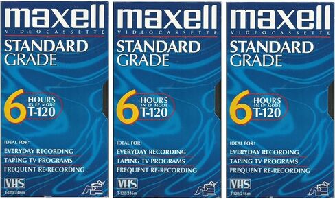 Maxell VHS Blank 3-Pack Standard Grade T-120 6 Hour EP Mode /246m in Kuwait