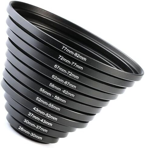 K&F Concept 11 قطعة من حلقات معدنية للخطوات تصل مجموعة 26-30MM 30-37MM 37-43MM 43-52MM 52-55MM 55-58MM 58-62MM 67-72MM 72-77MM متوافق مع عدسة كانون DSLR in Saudi Arabia