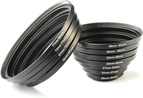 K&F Concept 11 قطعة من حلقات معدنية للخطوات تصل مجموعة 26-30MM 30-37MM 37-43MM 43-52MM 52-55MM 55-58MM 58-62MM 67-72MM 72-77MM متوافق مع عدسة كانون DSLR in Saudi Arabia