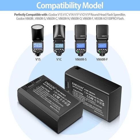 ENEGON VB18, Li-ion Battery VB18 (2-Pack) & Dual USB Charger for Godox V850 V850II V860 V860C V860N V860II V860II-N V860II-C V860II-S V860II-F V860II-O and Neewer TT850 TT860 Speedlite Flash in Saudi Arabia