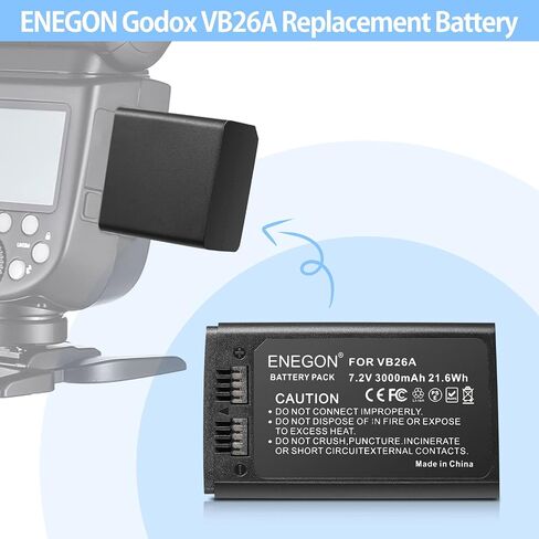 ENEGON VB18, Li-ion Battery VB18 (2-Pack) & Dual USB Charger for Godox V850 V850II V860 V860C V860N V860II V860II-N V860II-C V860II-S V860II-F V860II-O and Neewer TT850 TT860 Speedlite Flash in Saudi Arabia