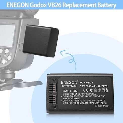 ENEGON VB18، بطارية ليثيوم أيون VB18 (عبوتان) وشاحن USB مزدوج لجهاز Godox V850 V850II V860 V860C V860N V860II V860II-N V860II-C V860II-S V860II-F V860II-O وNewer TT850 TT860 Speedlite Flash in Kuwait