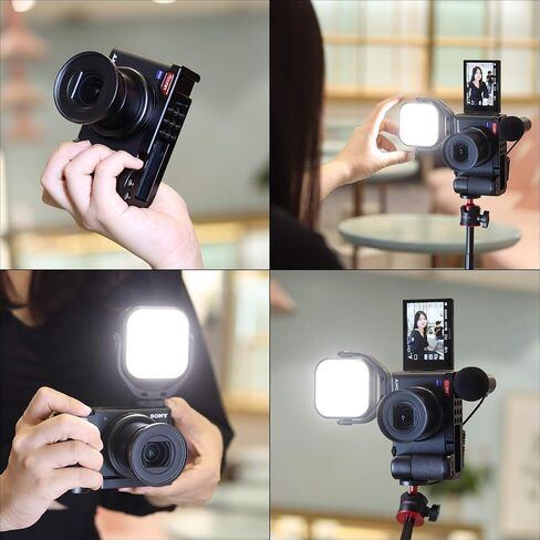 ZV-1 Camera Handle Grip Bracket for Sony ZV-1 Camera, Support Vertical Tripod Mount YouTube Video Shooting ZV1 Vlogging Accessories, w Base Microphone/Fill Light Extension Cold Shoe Mount in Saudi Arabia