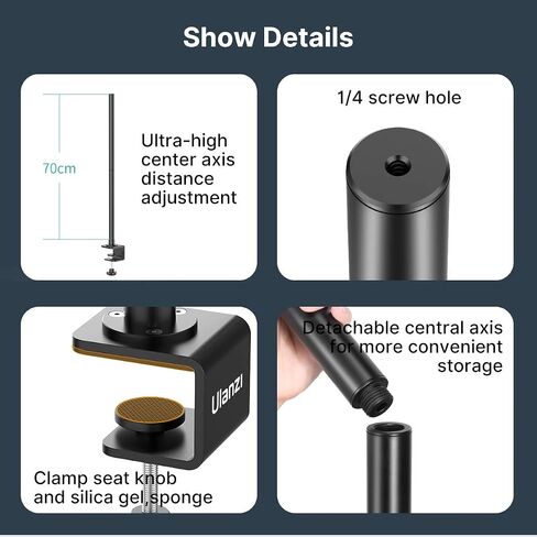 PICTRON Live Broadcast Boom Arm, ULANZI Flexible Desk Mount Camera Arm Clamp Webcam Stand, Microphone Boom Arm for Blue Yeti Snowball Yeti Nano, Webcam, Camera, LED Light, Voice Recording, Podcasting in Saudi Arabia