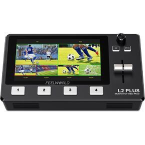 فيل وورلد محول مزج فيديو متعدد الكاميرات L2 بلس مع شاشة لمس LCD 5.5 انش ووحدة تحكم PTZ ومفتاح كروما و4 مدخلات HDMI وتنسيق مخرج USB 3.0 للإنتاج الحقيقي والبث المباشر ومبرد مدمج in Kuwait