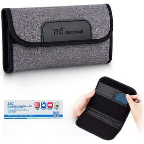 JJC 4 Pockets Lens Filter Case for Filter Up to 82mm (37mm 40.5mm 43mm 46mm 49mm 52mm 55mm 58mm 62mm 67mm 72mm 77mm),Foldout Filter Pouch with Microfiber Cleaning Cloth,Photography Filter Holder Bag | Photography Lens Filter Holder Bag for 37mm 4.5mm 43mm in Kuwait