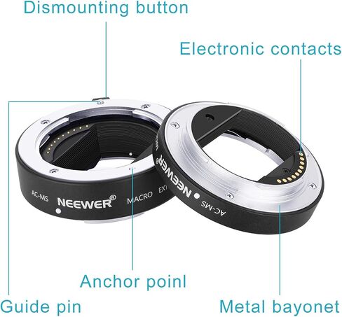 مجموعة أنبوب تمديد ماكرو معدني تلقائي التركيز التلقائي من Neewer 10 مم و16 مم لكاميرا Sony NEX E Mounted NEX 3/3N/5/5N/5R/A6000/A6300 والإطار الكامل A7 A7S/A7SII A7R/A7RII A7II in Saudi Arabia