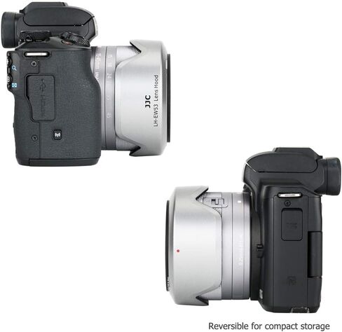JJC Camera Lens Hood Shade for Canon EF-M 15-45mm f/3.5-6.3 is STM & RF-S 18-45mm f/4.5-6.3 is STM Lens on Canon EOS R100 R50 M50 M50 Mark II M5 M6 Mark II M200 M100 Replaces Canon EW-53 Hood-Sliver in Saudi Arabia