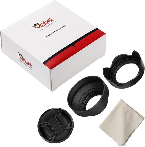 49mm Lens Hood Set Lens Shade Compatible with Canon EF 50mm f/1.8 STM Lens Replaces Canon ES-68 Hood, Collapsible Rubber Lens Hood + Reversible Tulip Flower Lens Hood + Center Pinch Lens Cap in Saudi Arabia
