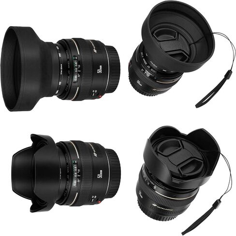 49mm Lens Hood Set Lens Shade Compatible with Canon EF 50mm f/1.8 STM Lens Replaces Canon ES-68 Hood, Collapsible Rubber Lens Hood + Reversible Tulip Flower Lens Hood + Center Pinch Lens Cap in Saudi Arabia