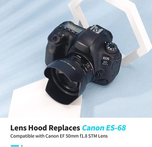 50mm Dedicated Reversible Lens Hood Shade Fit for Canon EF 50mm f/1.8 STM Lens Replaces Canon ES-68 Hood -Black in Saudi Arabia