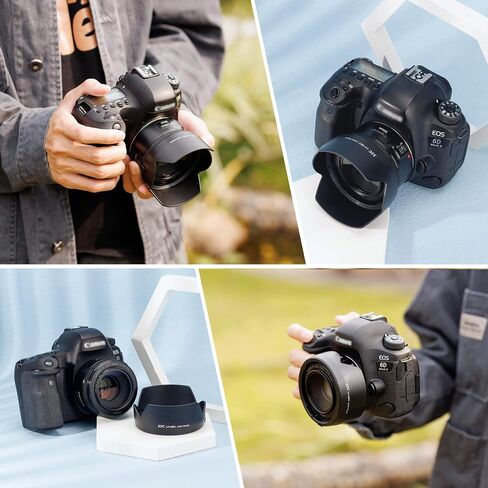 50mm Dedicated Reversible Lens Hood Shade Fit for Canon EF 50mm f/1.8 STM Lens Replaces Canon ES-68 Hood -Black in Saudi Arabia