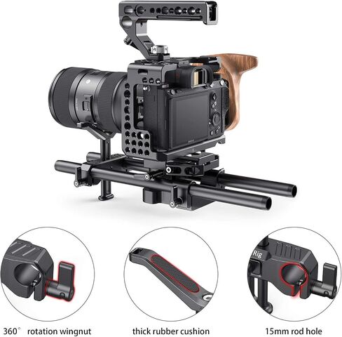 SmallRig 15mm Long Lens Support, 53.5mm Height Adjustable Lens Bracket for DSLR Camera Shoulder Rig - BSL2681 in Saudi Arabia