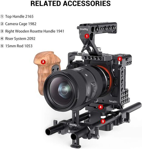 SmallRig 15mm Long Lens Support, 53.5mm Height Adjustable Lens Bracket for DSLR Camera Shoulder Rig - BSL2681 in Saudi Arabia