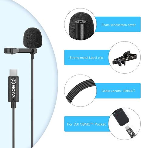 BOYA BY-M1S ميكروفون احترافي ذو طية صدر السترة ميكروفون مكثف متعدد الاتجاهات لهاتف iPhone Android الذكي وكاميرا DSLR وكاميرات الفيديو ومسجلات الصوت وتسجيل الكمبيوتر المحمول in Kuwait