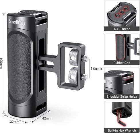 SMALLRIG Mini Side Handle Handgrip with Dual 1/4"-20 Screw Mount for Mirrorless Digital Camera DSLR Camera Small Camera Cage Built-in Wrench, Up and Down Adjustable - 2916 in Saudi Arabia