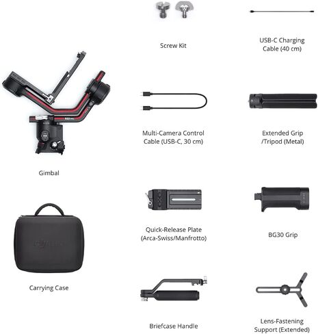 DJI RS 3 Pro Combo, 3-Axis Gimbal Stabilizer for DSLR and Cinema Cameras Canon/Sony/Panasonic/Nikon/Fujifilm/BMPCC, Automated Axis Locks, Carbon Fiber Arms, Includes Ronin Image Transmitter and More in Saudi Arabia
