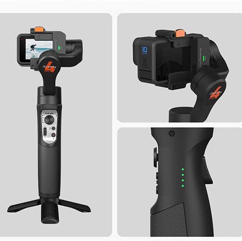 Hohem iSteady Pro 4 مثبت جيمبال ثلاثي المحاور لـ Gopro 11/10/9 8/7/6/5، لكاميرات Osmo Action وكاميرات الحركة الأخرى - يدعم البلوتوث والتحكم في الكابلات، IPX4 مقاوم للرذاذ مع حامل ثلاثي القوائم in Kuwait