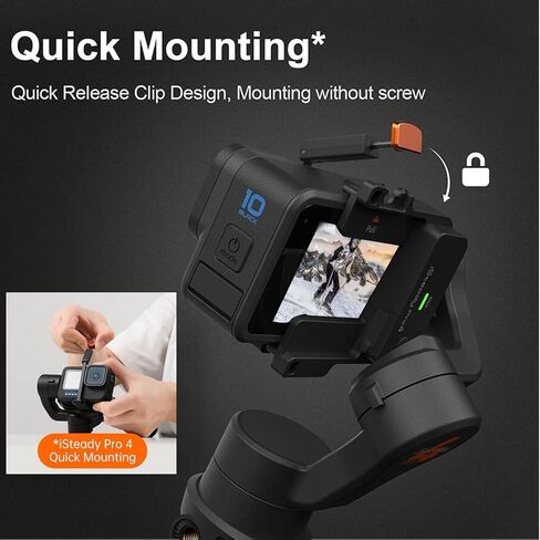 Hohem iSteady Pro 4 مثبت جيمبال ثلاثي المحاور لـ Gopro 11/10/9 8/7/6/5، لكاميرات Osmo Action وكاميرات الحركة الأخرى - يدعم البلوتوث والتحكم في الكابلات، IPX4 مقاوم للرذاذ مع حامل ثلاثي القوائم in Kuwait