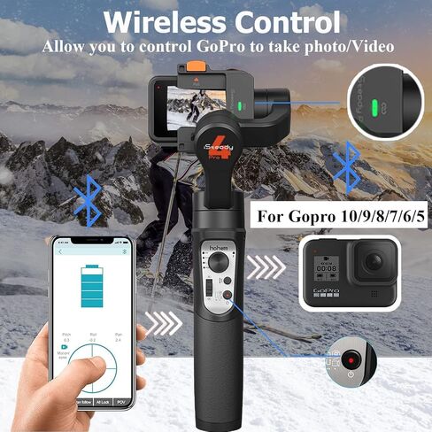 Hohem iSteady Pro 4 مثبت جيمبال ثلاثي المحاور لـ Gopro 11/10/9 8/7/6/5، لكاميرات Osmo Action وكاميرات الحركة الأخرى - يدعم البلوتوث والتحكم في الكابلات، IPX4 مقاوم للرذاذ مع حامل ثلاثي القوائم in Kuwait