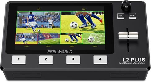 فيل وورلد محول مزج فيديو متعدد الكاميرات L2 بلس مع شاشة لمس LCD 5.5 انش ووحدة تحكم PTZ ومفتاح كروما و4 مدخلات HDMI وتنسيق مخرج USB 3.0 للإنتاج الحقيقي والبث المباشر ومبرد مدمج in Kuwait