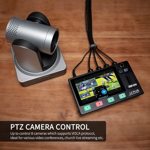 فيل وورلد محول مزج فيديو متعدد الكاميرات L2 بلس مع شاشة لمس LCD 5.5 انش ووحدة تحكم PTZ ومفتاح كروما و4 مدخلات HDMI وتنسيق مخرج USB 3.0 للإنتاج الحقيقي والبث المباشر ومبرد مدمج in Kuwait
