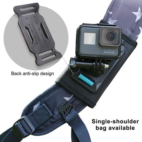 Backpack Shoulder Strap Mount Camera with Adjustable Shoulder Pad and 360 Degree Rotating Base Compatible with GoPro Hero 11 Black, Hero 10/9/8/7, AKASO, DJI, Insta360 and Most Action Cameras in Kuwait
