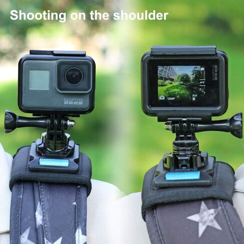 Backpack Shoulder Strap Mount Camera with Adjustable Shoulder Pad and 360 Degree Rotating Base Compatible with GoPro Hero 11 Black, Hero 10/9/8/7, AKASO, DJI, Insta360 and Most Action Cameras in Kuwait