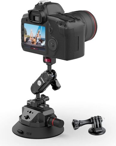 Ulanzi SC-02 Heavy-Duty Suction Cup Mount for Camera/Accessory (4.5"), Pump-actived Vacuum Camera Suction Cup Mount for Action Cameras w Quick Release NATO Magic Arm Car Boat Windshield Window Mount in Kuwait