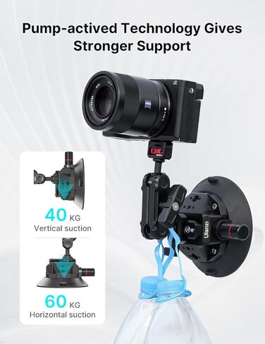 Ulanzi SC-02 Heavy-Duty Suction Cup Mount for Camera/Accessory (4.5"), Pump-actived Vacuum Camera Suction Cup Mount for Action Cameras w Quick Release NATO Magic Arm Car Boat Windshield Window Mount in Kuwait