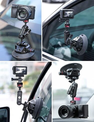 Ulanzi SC-02 Heavy-Duty Suction Cup Mount for Camera/Accessory (4.5"), Pump-actived Vacuum Camera Suction Cup Mount for Action Cameras w Quick Release NATO Magic Arm Car Boat Windshield Window Mount in Kuwait
