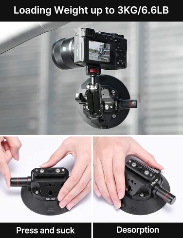 Ulanzi SC-02 Heavy-Duty Suction Cup Mount for Camera/Accessory (4.5"), Pump-actived Vacuum Camera Suction Cup Mount for Action Cameras w Quick Release NATO Magic Arm Car Boat Windshield Window Mount in Kuwait