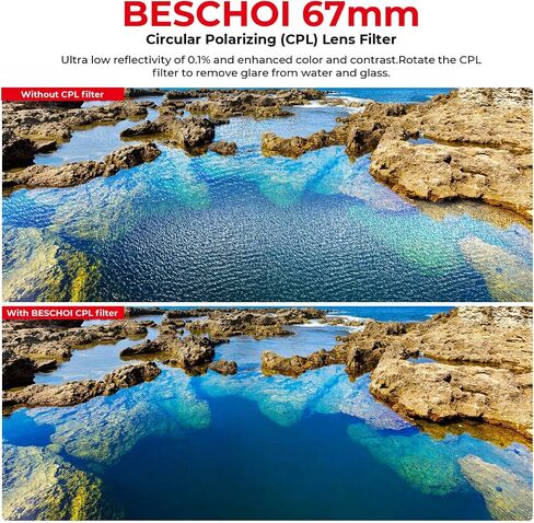 Beschoi 37mm Polarizer Filter 30 Layer Multi-Resistant Nano Coated Circular Polarizing Filter(CPL) with HD Optical Glass/Ultra Slim Frame, Reduce Glare/Enhance Contrast/Reduce Reflection in Saudi Arabia