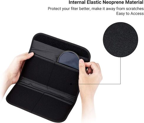 3 Pockets Camera Filter Case for Filter Up to 82mm (fits 82mm 72mm 67mm 62mm 58mm 55mm 52mm 49mm 46mm 43mm 40.5mm 37mm) with Microfiber Cleaning Cloth,Belt Loop Design Compact Lens Filter Pouch Wallet in Saudi Arabia