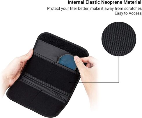 3 Pockets Camera Filter Case for Filter Up to 82mm (fits 82mm 72mm 67mm 62mm 58mm 55mm 52mm 49mm 46mm 43mm 40.5mm 37mm) with Microfiber Cleaning Cloth,Belt Loop Design Compact Lens Filter Pouch Wallet in Saudi Arabia