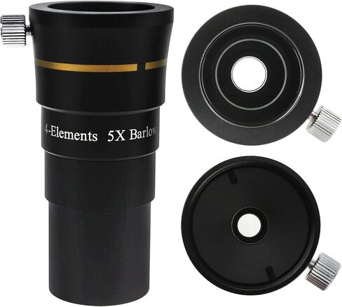 Astromania Telescope 4-Elements Short Barlow Lens Eyepiece 5X 1.25 Inch | Multi-Coating on All Lens Surface,Ultra-Short Length Barlows,Filter Thread for 1.25" Filters,Built-In Brass Compression Ring in Saudi Arabia