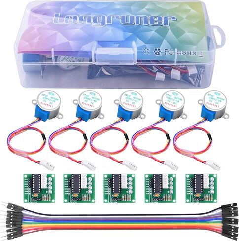 Longruner 5X Geared Stepper Motor 28byj 48 Uln2003 5v Stepper Motor Uln2003 Driver Board Compatible with ArduinoIDE (with Wire) in Kuwait