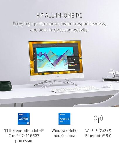كمبيوتر مكتبي HP الكل في واحد، شاشة لمس FHD مقاس 27 بوصة، معالج Intel Core i7-1165G7، ذاكرة الوصول العشوائي 32 جيجابايت، 1 تيرابايت SSD، كاميرا ويب، واي فاي، HDMI، بلوتوث، لوحة مفاتيح سلكية وماوس، Win11 Home، فضي in Kuwait