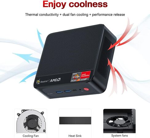 Beelink SER3 Mini PC, AMD Ryzen 3 3200U 2C/4T, 16G DDR4 RAM 500G SSD | Mini Computer, Micro PC 4K@60Hz Dual Display, Mini Computer WiFi6/BT5.2/HTPC/W-11 Pro in Kuwait