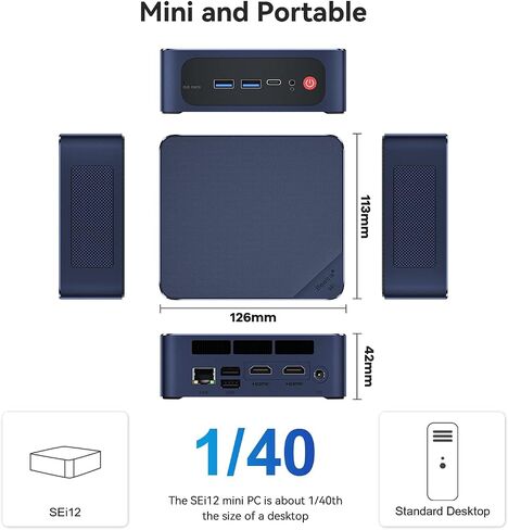 كمبيوتر صغير Beelink SEI12 الجيل الحادي عشر من معالجات Intel Core i5 i5-1235U (حتى 4.4 جيجا هرتز)، كمبيوتر صغير مع ذاكرة الوصول العشوائي DDR4 سعة 16 جيجابايت و500 جيجابايت M.2 NVMe Pcle 4.0 SSD، 4K 60FPS/Dual HDMI/WiFi6/BT5.2، تشغيل تلقائي in Kuwait