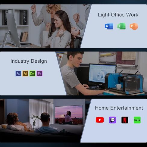 كمبيوتر مكتبي صغير انتل N5095 (حتى 2.9GHz) وذاكرة RAM DDR4 12GB وSSD 256GB وشاشة مزدوجة HDMI 4K وواي فاي 2.4/5G وبلوتوث 4.2 جيجابت ايثرنت مع حامل فيسا للاستخدام اليومي والمكتب من اسيماجيسيان in Kuwait