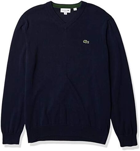 Lacoste Men's Long Sleeve V Neck Cotton Jersey Sweater in Saudi Arabia